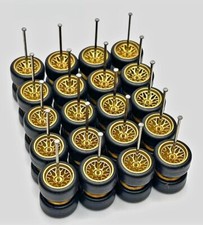 10 Sets BBS Gold Rims  Real Rider Rubber Tires Wheels 11mm 1/64 Diecast