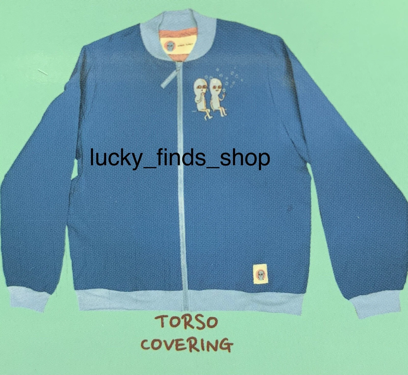 Strange Planet Nathan Pyle Alien Bubbles Blue Windbreaker Bomber Jacket XS Small image 4