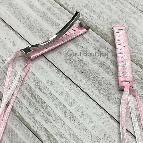 2 Ribbon Barrettes - braided, hair accessory, girl, 80's, quantity discount - Picture 9 of 65