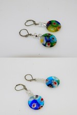 Ohrschmuck Hänger Murano Art Millefiori Lampwork bunt multicolor mehrfarbig  900