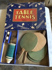 Vintage 1930  s J Pressman Table Tennis Ping Pong Set Wooden Paddles Original Box