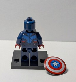 Lego Marvel CAPTAIN AMERICA minifig Sh014 Dark Suit Shield Avengers MINT GENUINE