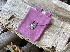 Sleek Small Square Suede Pouch in Purple for use in LARP, Cosplay, Ren