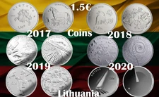 Lithuania coin 1.5€ euro 1 1/2 Dogs Hound Horse Doll Fidi 2017 2018 2019 2020