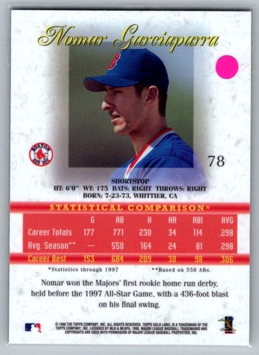 Nomar Garciaparra 1998 Topps Gold Label #78 - Bild 2 von 2