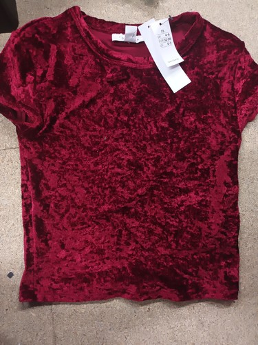 Topshop Red Crushed Velvet Top Size 4 /6 - Picture 8 of 10