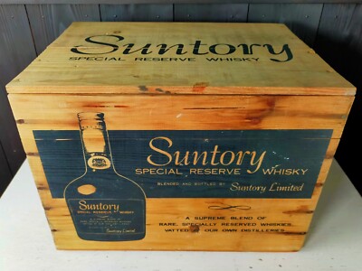 Suntory Reserve Whisky Vintage Wooden Box For 5 Bottles With Lid Rare From Japan
