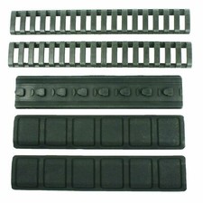 3X Textured Keymod Rubber Panel Covers 2X Picatinny Ladder Rail Cover - Black