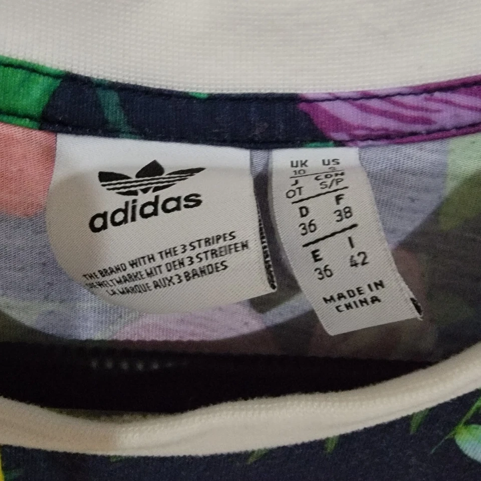 Adidas Originales Estampado Floral Manga Corta Camiseta Vestido Mujer Pequeño Foto 2 de 4