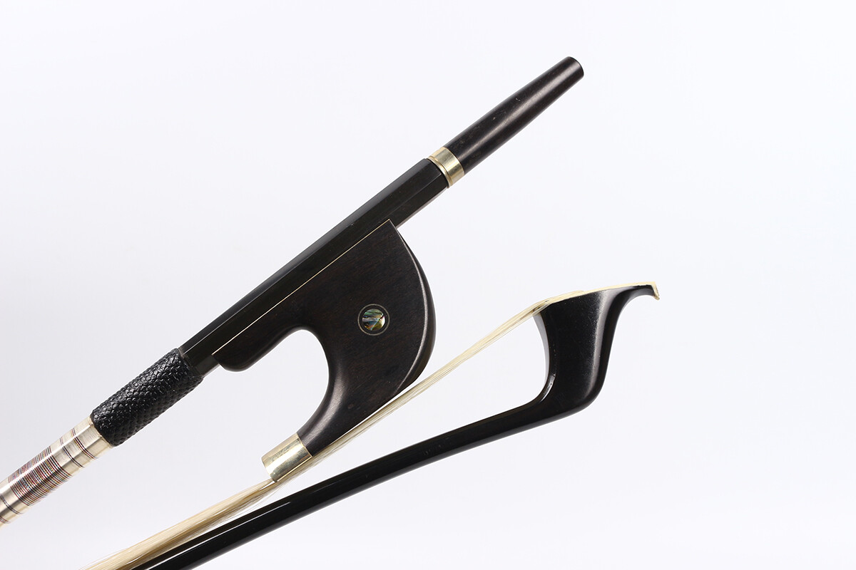 High Handle Bass Bow Braided Carbon Fiber 3/4 Upright Double Eyes Bow German