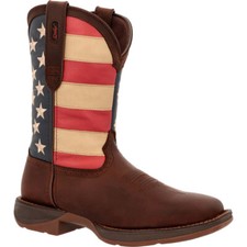 Men's Rebel by Durango Patriotic Flag Western 12" Pull On Boot DB5554 Dark Brown