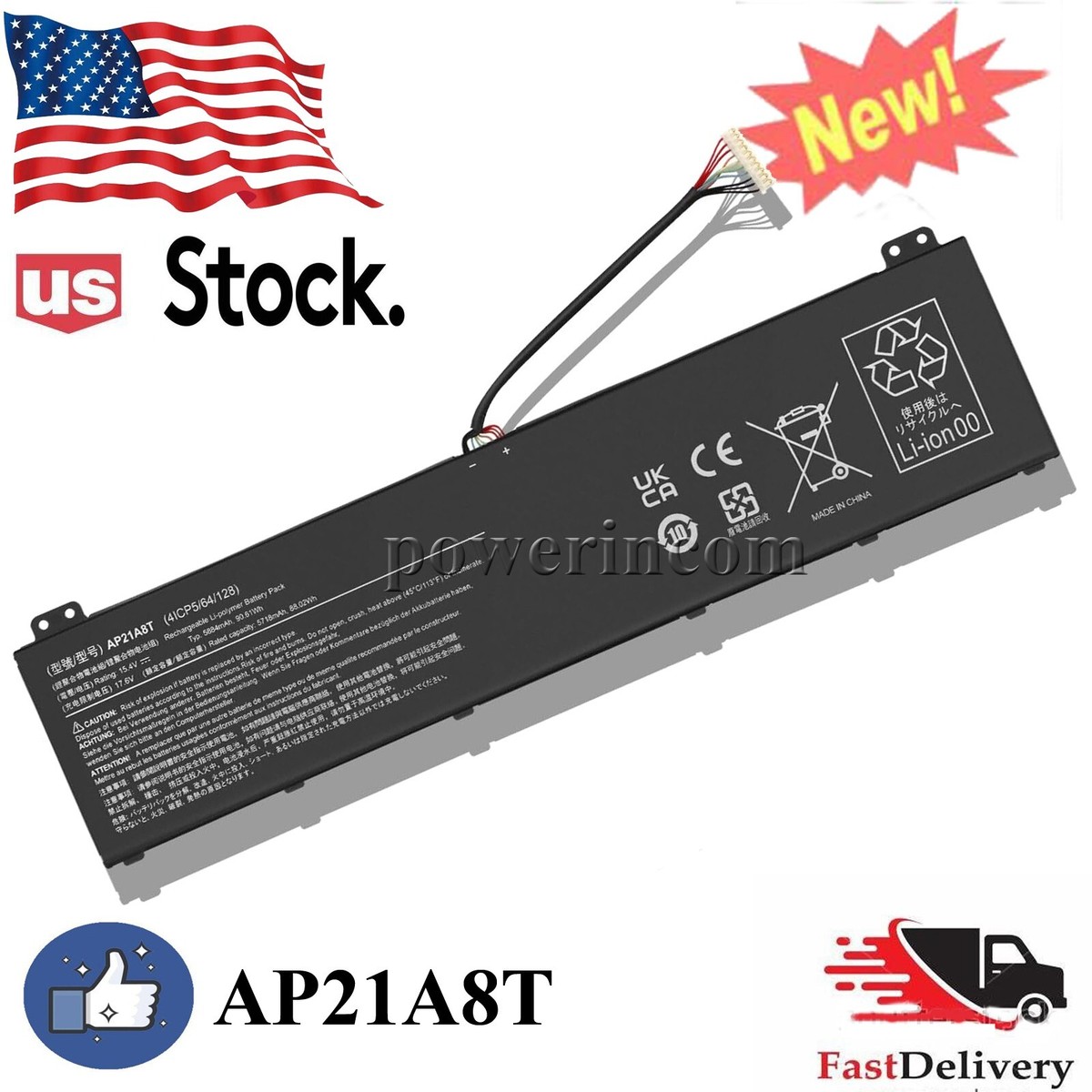 New AP21A8T Laptop battery for Acer predator helios 300 ph315-55