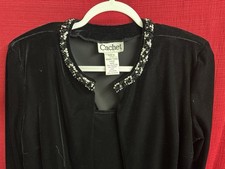 Vnt Cachet Black Velvet Beaded Jacket Formal Evening Dress 2-Piece Set Size 10