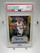 2018 Panini Prizm Fast Break Gold Tracy McGrady 2/10 Auto Gem Mint PSA 10