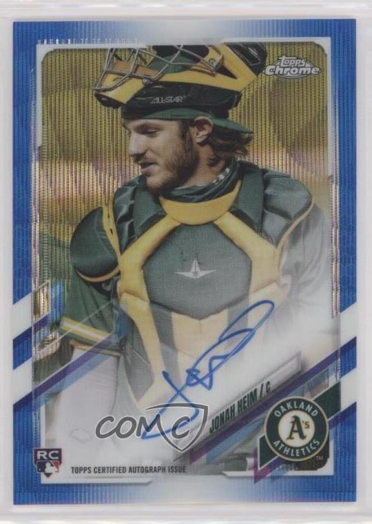 2021 Topps Chrome Rookie Blue Wave Refractor 8/150 Jonah Heim #RA-JH Auto 06bg