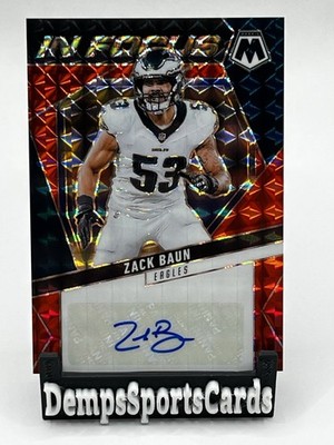 2025 Panini Mosaic In Focus Signatures Red Prizm /199 Zack Baun Phila. Eagles