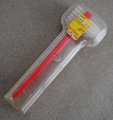 Vintage Dr. West's Red Denture Brush Plastic Container