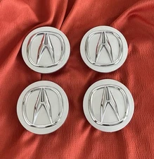 4 ACURA 69mm Silver Wheel Center Caps Chrome Emblem Fits TL MDX RL RDX TSX