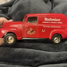 Budweiser ERTL Die Cast 1950 Panel Truck Bank. Clydesdale Horses. With Key.