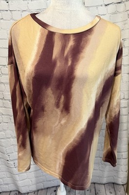 NWT b. young Long Sleeve Top Maroon And Cream Size Small