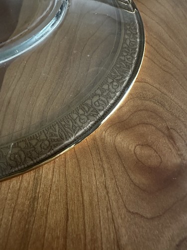 (8) VTG Tiffin Rambler Rose Clear Glass Plates with Gold Floral Rim - Picture 19 of 23