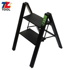 Portable 2 Step Black Ladder Folding Safety Non Slip Small Stool Ladders