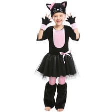 Black Pink Cat Animal Costume Kids Girls Halloween Cosplay Outfit