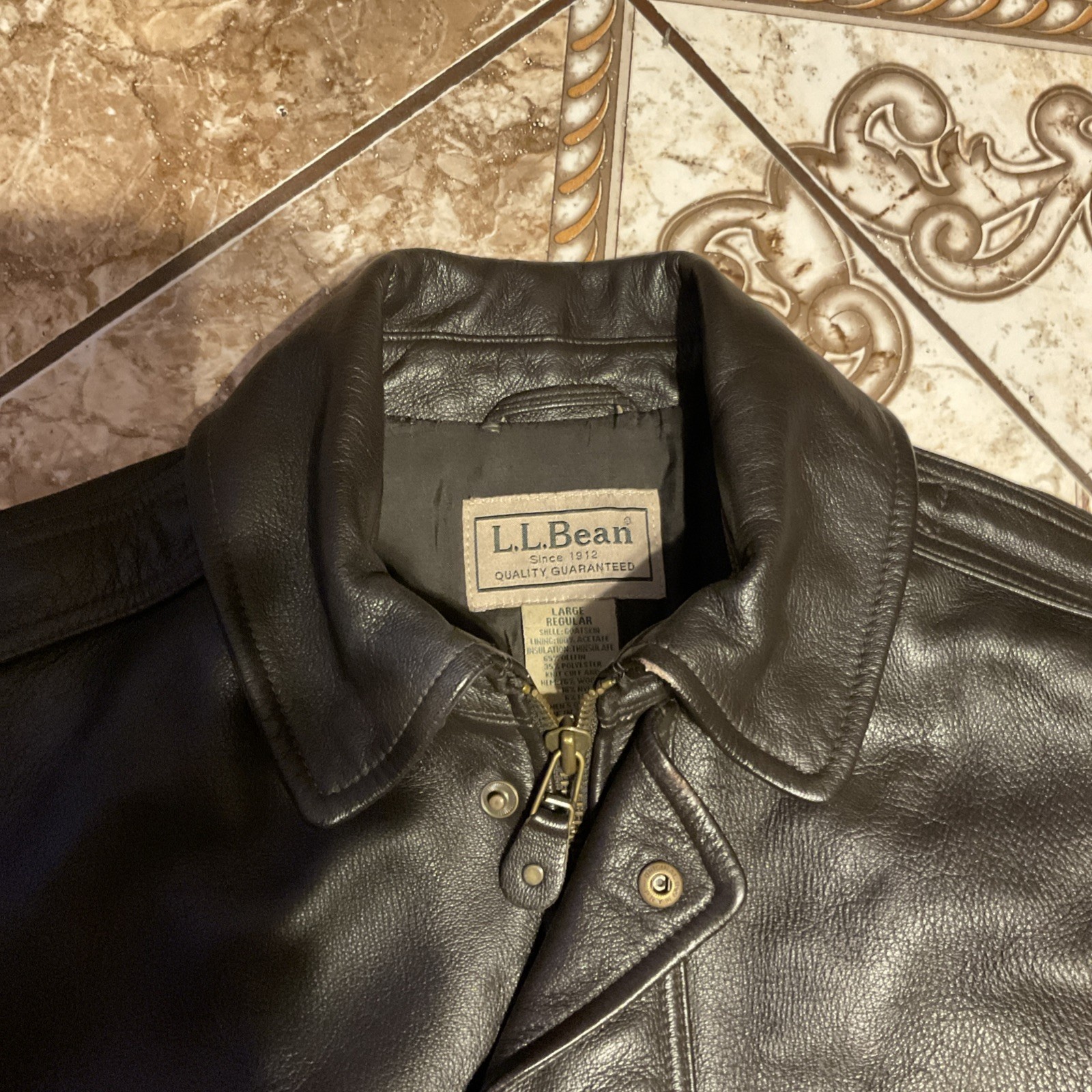 LL BEAN BROWN GOATSKIN LEATHER A-2 BOMBER FLIGHT JACKET L PILOT AVIATOR COAT image 3