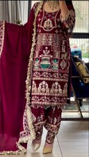 Fashionable Maroon Natural Crepe Top Dhoti With Dupatta For Engagement Wear