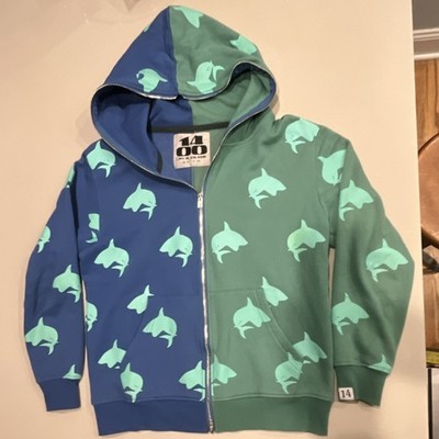 1400 Boys Full Zip Trippie Redd Shark Print Hoodie Long Sleeve Size 14
