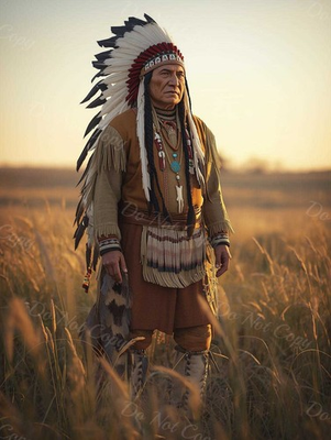 #ad Photo A4 Lakota Sioux – chef en coiffe blanche au coucher du soleil – 1206 EUR 5.99