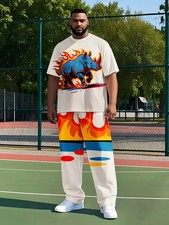 Men's Outfit 2 Piece Set Shirt  Pants Suit PLUS SIZE BIG 5XL