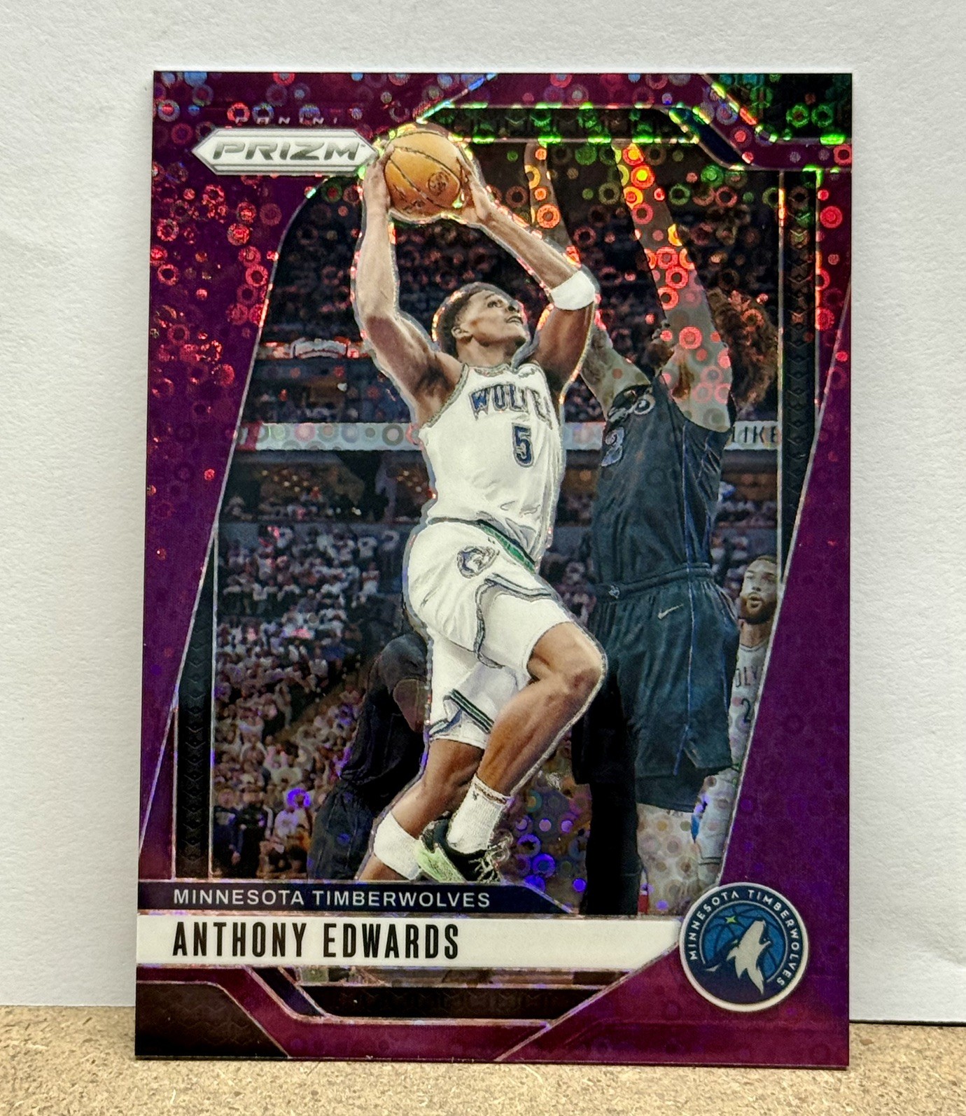 2024-25 Panini Prizm Anthony Edwards #100 Fast Break Purple Disco /75 NBA Timber
