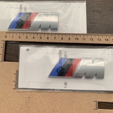 BMW M Sport Rear Emblem Fender Emblem 3D Emblem M Sports Sticker Black 73mm Silv
