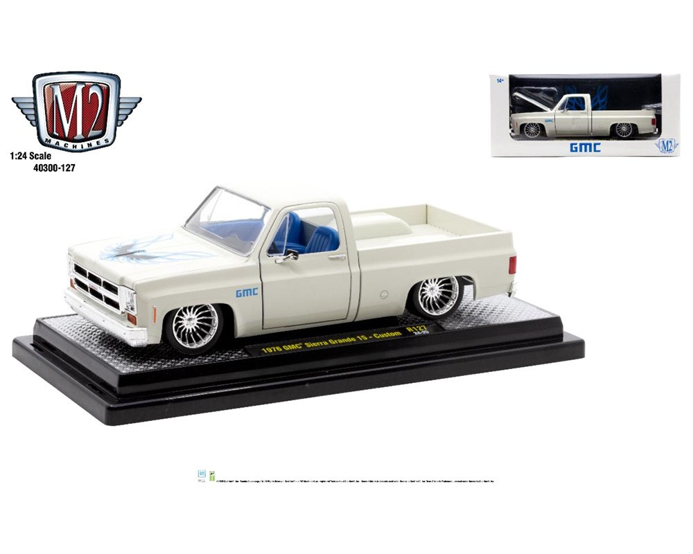 1976 GMC Sierra Grande 1:24 Scale Diecast Model Truck White – R127 24-25