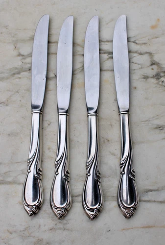 4 Sterling Silver Flatware - International Rhapsody New Regular Knifes Modern