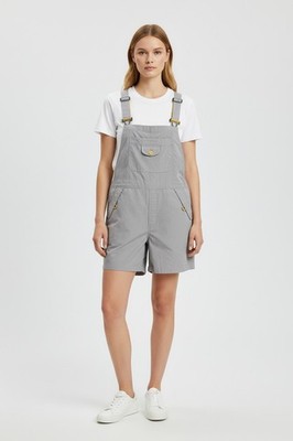 Vintage No Excuses Womens Lightweight Utility Shortalls Gray Size XL Polyester