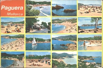 Vintage ICARO Paguera Mallorca Postkarte 1967 Topographische Strände Spanien
