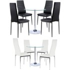 Round Glass Dining Table and 2/4 Chairs Set Dining Room Kitchen Lounge Office