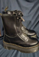 Dr Martens Jetta Hi Max Leather Platform Boots Black Buttero Women Size 9 NWOB
