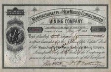 Massachusetts New Mexico Gold Mining 1881 Portland Maine Goldmine Gr&uuml;nderaktie