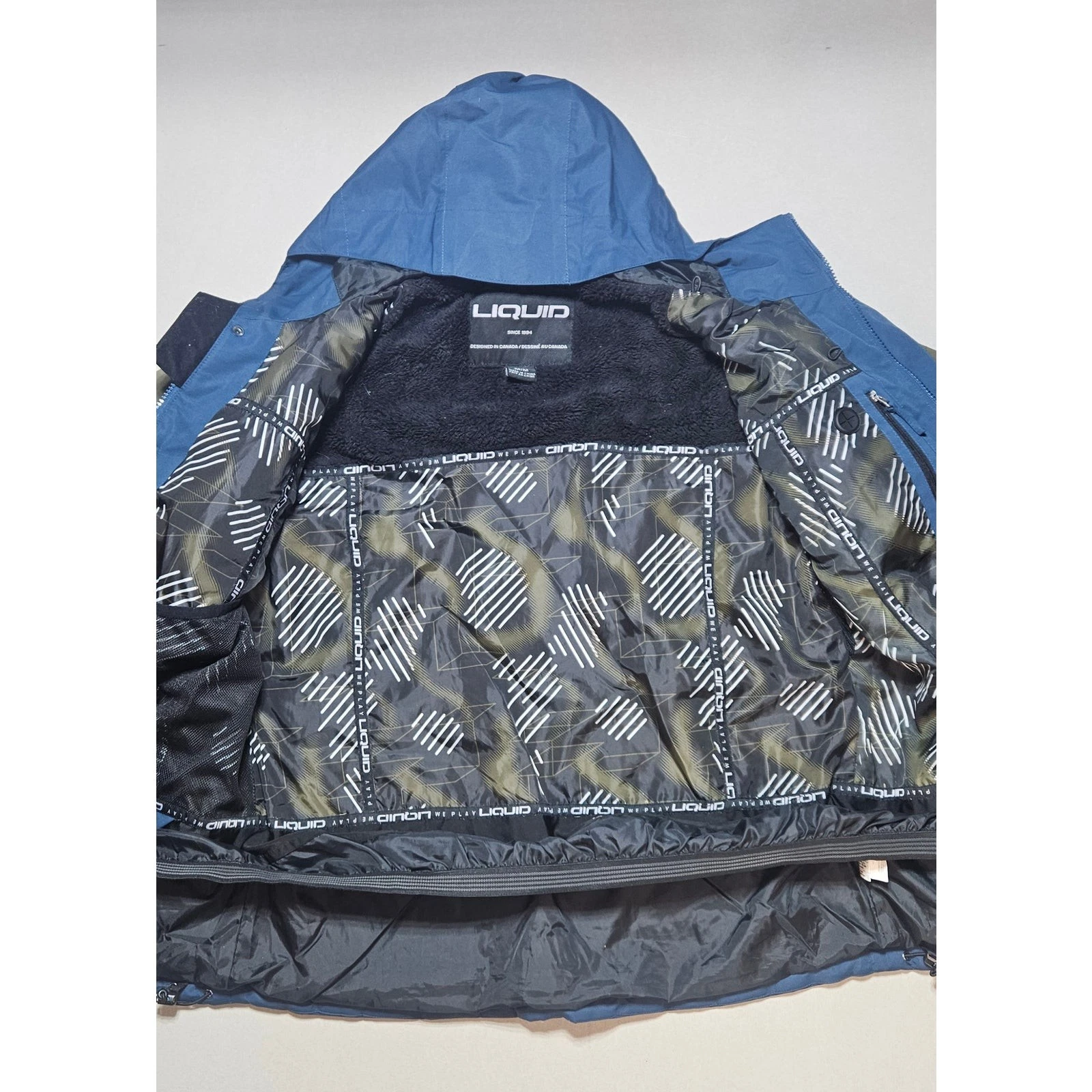 Liquid Mens M Blue Olive Snowboard Ski Jacket Hooded Insulated Winter Coat image 5