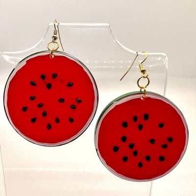 Oversize Watermelon Slice Earrings - Large Statement Earrings - Fruit Accessory