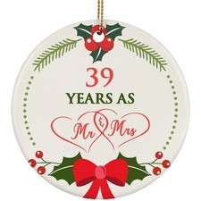 39th Anniversary Ornament 39 Years As Mr  Mrs Christmas Ornament Keepsake Gift