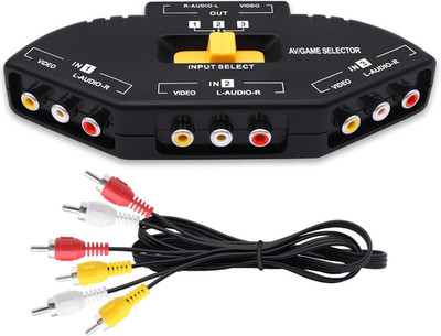 RCA AV Audio Video Switcher 3 in 1 Out Splitter Composite Converter | 1M AV