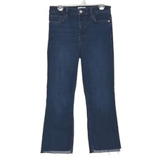 FRAME Le Crop Mini Boot Jeans Denim Stretch Raw Hem Dark Wash Size 29