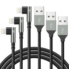 Iphone Charger 10FT, 3Pack 90 Degree Charging Cable Apple Mfi Certified 