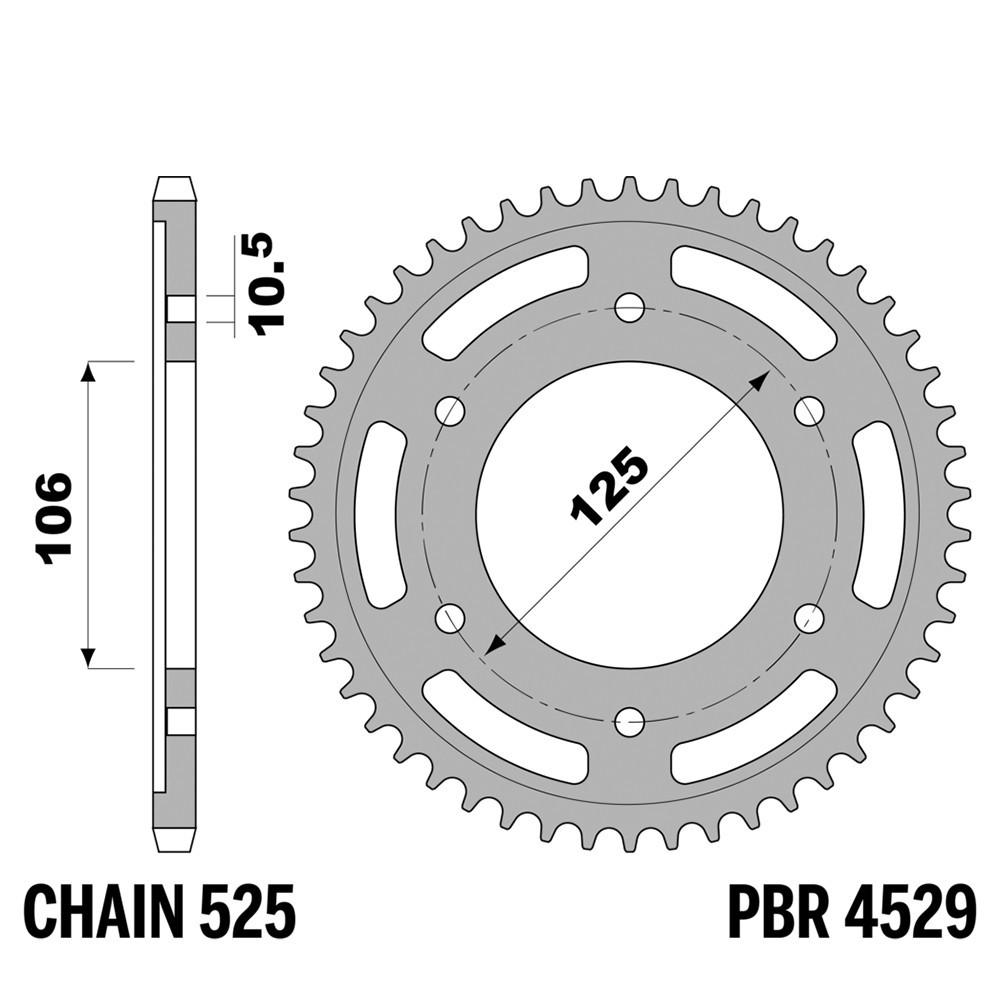 Pignon arrière PBR 44T acier pas 525 moto Triumph Scrambler XE 1200 2019 2020 2021