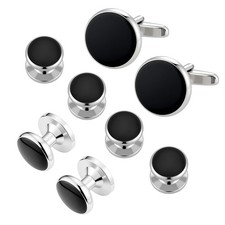 Men's Cufflinks Tuxedo Shirt Studs Set with Gift Box Stainless Steel