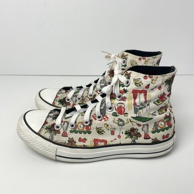 Converse All Star Creme Tomate Blume Teekanne Canvas High Top Turnschuhe UK 6
